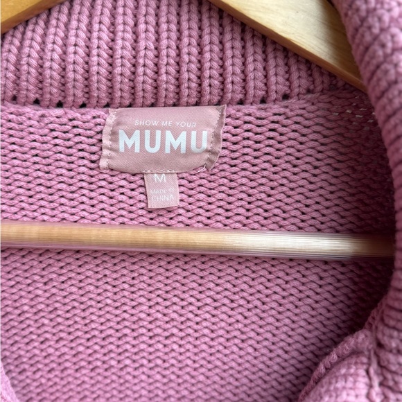 Show Me Your Mumu Crawford Collared cropped Pink Knit Sweater Size M - Picture 8 of 13